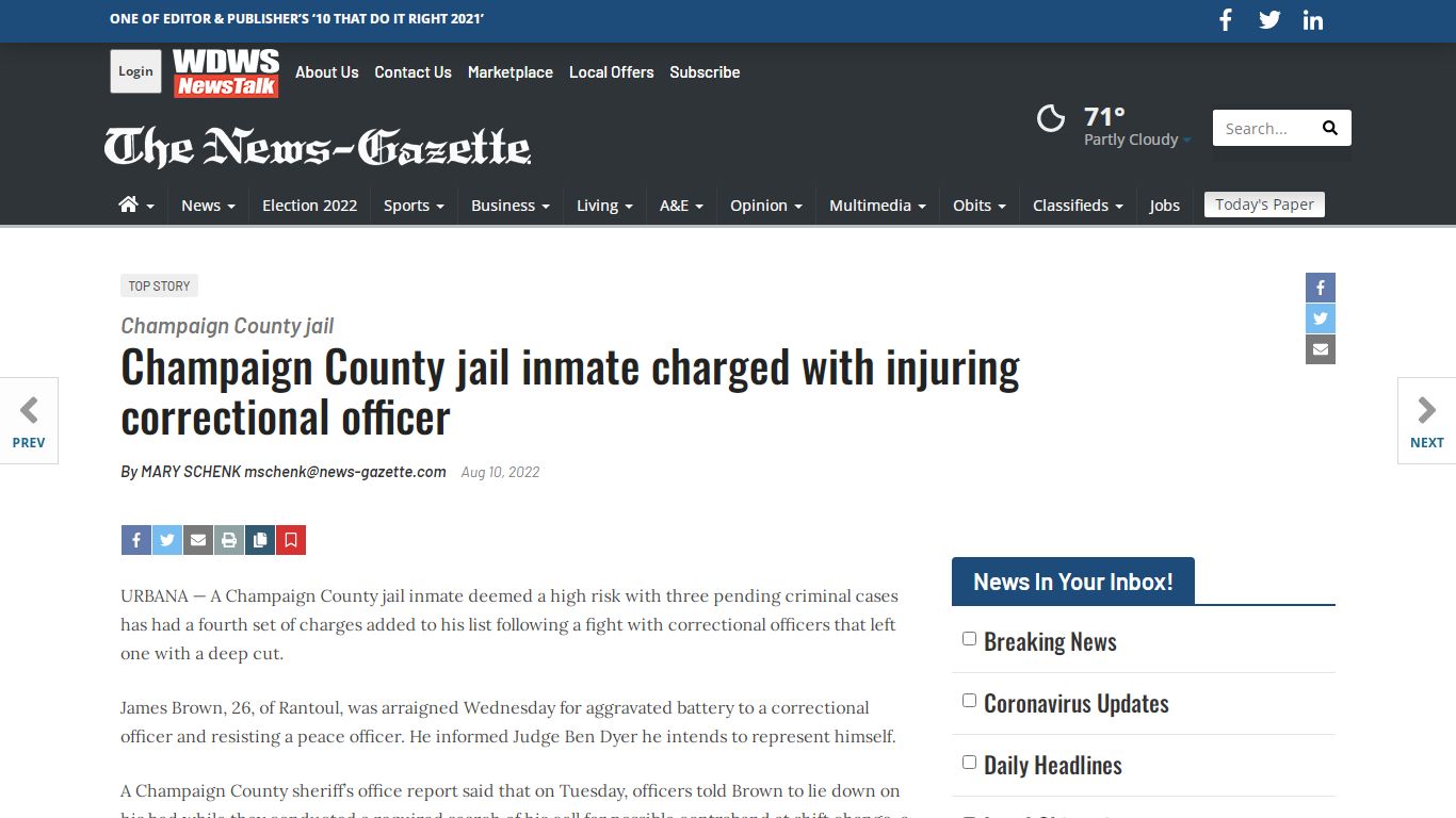 Champaign County jail inmate charged with injuring correctional officer ...